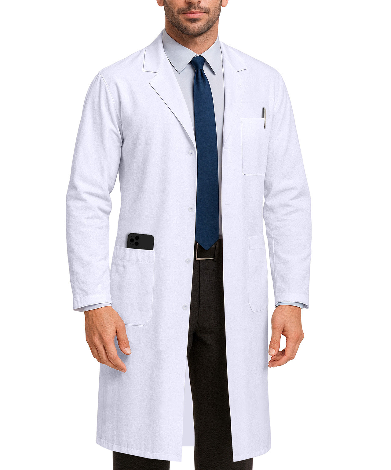 Men`s Professional Long Sleeve Lab Coat with Pockets