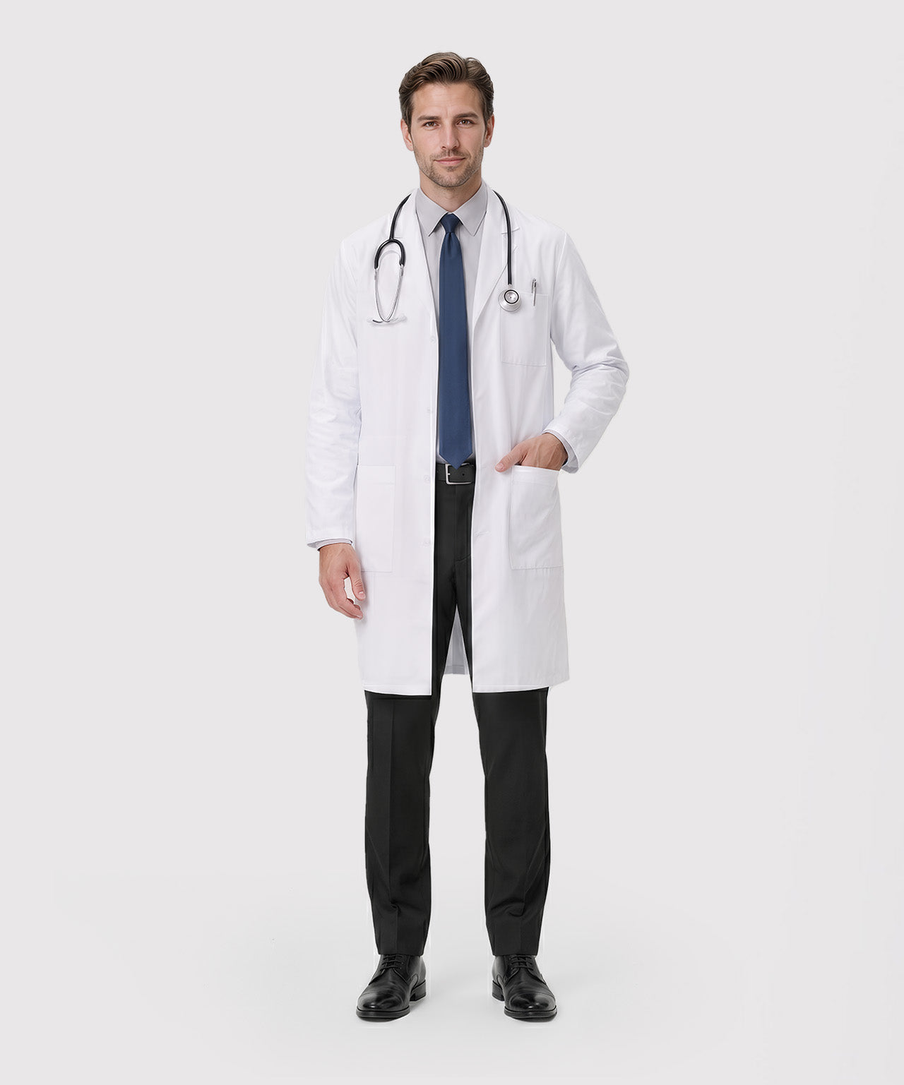 Men`s Professional Long Sleeve Lab Coat with Pockets